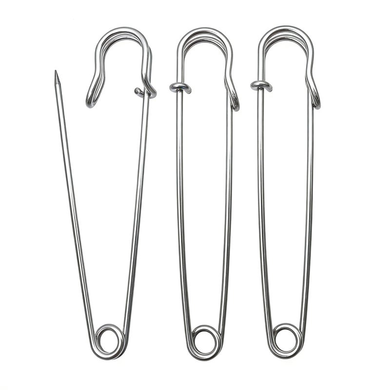 BESTCYC 10pcs Silver Safety Pins Extra Large 100mm x 20mm Heavy Duty Safety Pins for Blankets, Skirts, Kilts, Knitted Fabric,Crafts - Image 5
